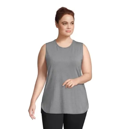 Lands' End Women's Moisture Wicking UPF Sun Crewneck Tunic Tank Top image {3}