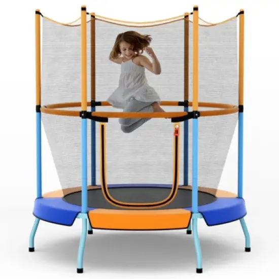 Infans 48"Toddler Trampoline for Kids with Safety Enclosure Net Heavy-duty Frame Orange image {8}