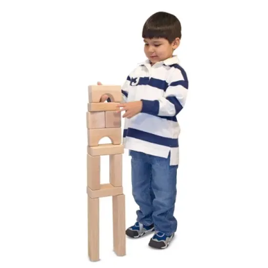 Melissa & Doug Standard Unit Solid-Wood Building Blocks With Wooden Storage Tray (60pc) image {5}