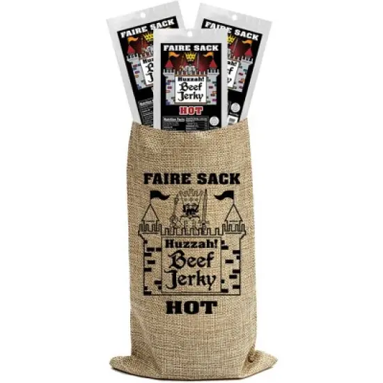 Buffalo Bills Hot 5oz Faire Sack Huzzah Beef Jerky in Burlap Wine Bag (3 packs hot beef jerky) image {5}