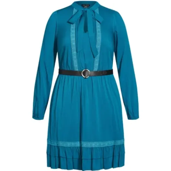 Women's Plus Size Precious Tie Dress - teal | CITY CHIC image {2}