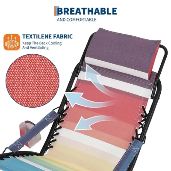 Folding Beach Chair with Headrest - Lightweight Portable Foldable Recliner for Outdoor image {4}