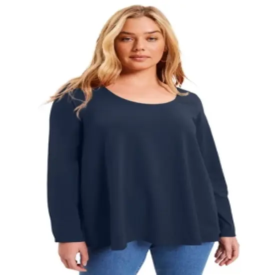 June + Vie by Roaman's Women&rsquo;s Plus Size Long-Sleeve Swing One + Only Tee image {13}
