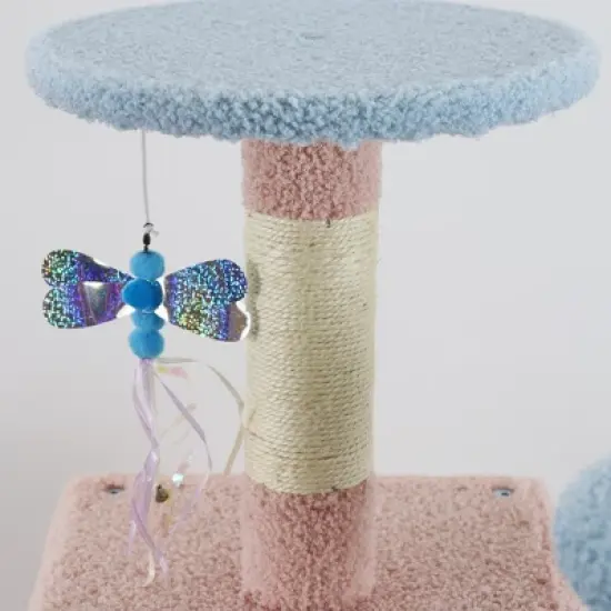 Racxily 71 inch Flower Cat Tree with Large Condo Removable Flower Cushion and Hammock image {5}