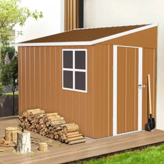 Metal Backyard Storage Shed with Sliding Door and Windows,Heavy Duty Outdoor Garden Storage Shed,Weatherproof Metal Tool Shed-Coolbibila image {11}