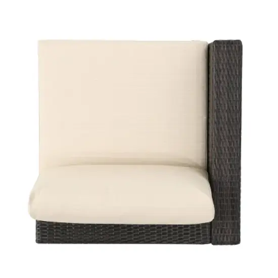 Christopher Knight Home 3pc Santa Rosa Wicker Outdoor Patio Sectional Sofa Multibrown/Beige image {6}