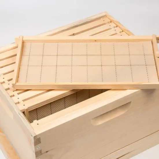 Lehman's Beekeeping Hive Kit, Includes 2 Deep, 2 Medium Hive Boxes with 10 Frames each, Telescoping Metal and Inner Covers, Screen Bottom, Amish Made image {1}