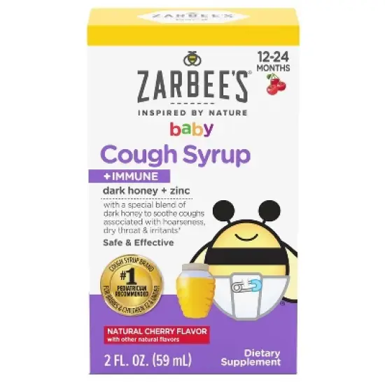 Zarbee's Baby Cough Syrup + Immune with Honey & Zinc - Natural Cherry Flavor - 2 fl oz image {12}