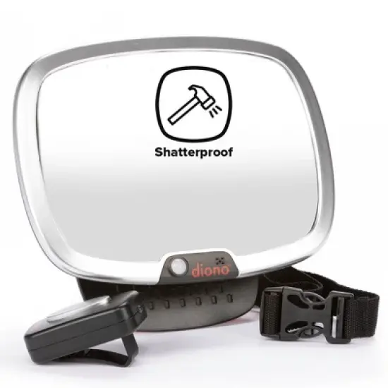 Diono Easy View Plus Baby Car Mirror with Light, For Rear Facing Infant with 360 Rotation, Silver image {8}