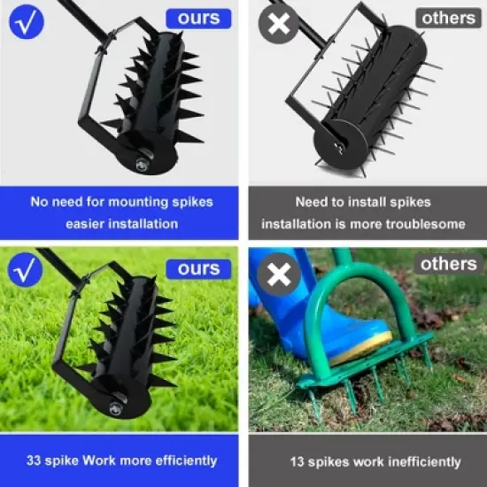SKRAN Rolling Manual Lawn Aerator, Gardening Lawn Aerator Tool, With Soil Penetrator Spikes Deep Soil Penetration for Garden Grass Patio Yard image {5}