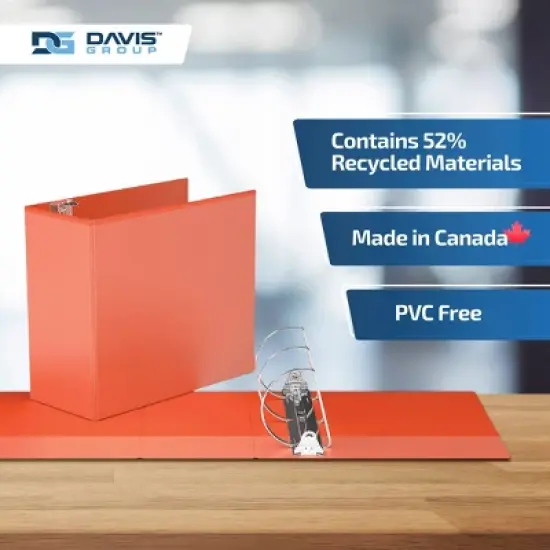 Davis Group 4pk 5" Premium Economy Angled D-Ring Binder Orange: Easyview, 4in, 700 Sheet Capacity, Hard Cover, 2 Pockets image {6}