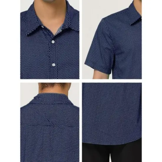 Lars Amadeus Men Short Sleeves Cotton Polka Dots Button Up Shirt image {5}