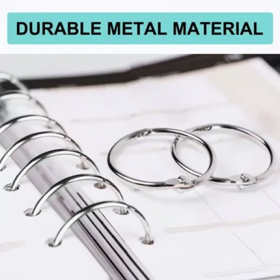 Unique Bargains Loose Leaf Metal Binder Keychain Files Book Rings Silver 1.5 Inches 10 Pcs image {2}