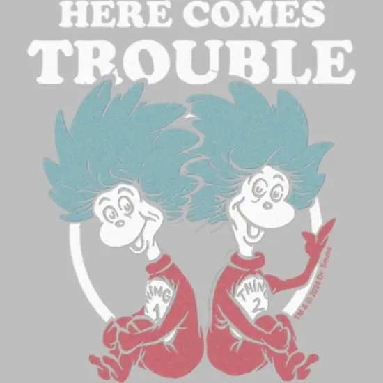 Dr. Seuss Thing One and Thing Two Here Comes Trouble  T-Shirt - Athletic Heather - 2T image {1}