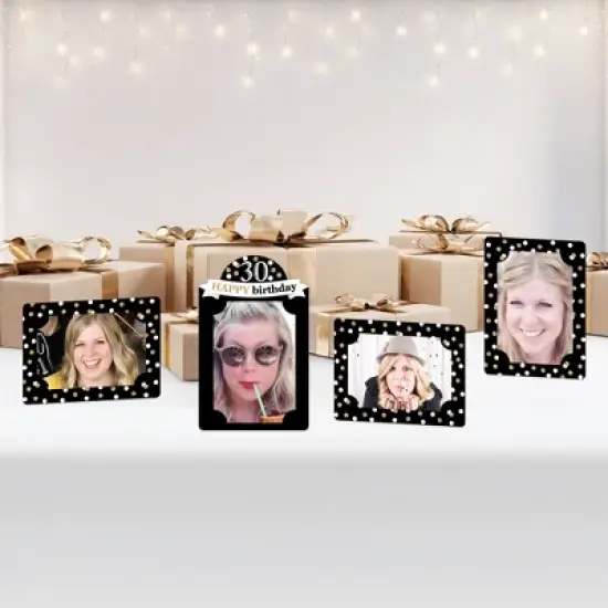 Big Dot of Happiness Adult 30th Birthday - Gold - Birthday Party 4x6 Picture Display - Paper Photo Frames - Set of 12 image {5}