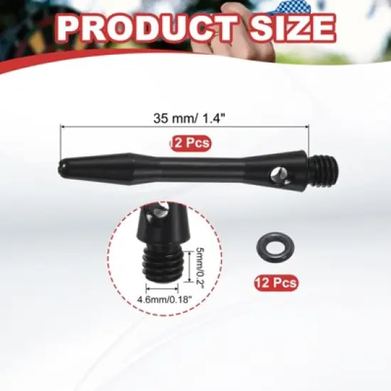 Unique Bargains 2BA Thread Aluminum Dart Shafts with Rubber Rings for Steel Tip 12 Pcs image {1}