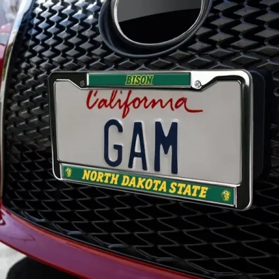 North Dakota State NDSU Bison Logo Full Size Standard License Plate Metal Frame image {2}