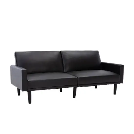 Faux Leather Futon Sofa with Arms Black - Room Essentials&trade; image {7}
