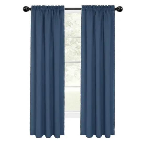 Kate Aurora 2 Piece Hamptons Coastal Living Textured Semi Sheer Rod Pocket Curtain Panels image {1}