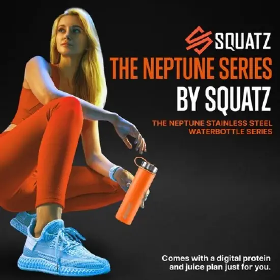 SQUATZ 24 Oz Neptune Series Steel Water Bottle, Stainless Double Wall Vacuum Insulated Flask with Handle Strap image {6}