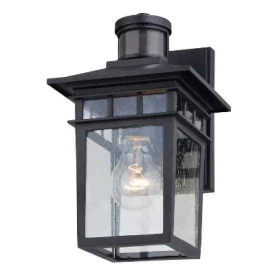 VAXCEL Ridge 6.5-in. W 1 Light Aluminum Black Motion Sensor Dusk to Dawn Outdoor Wall Lantern Clear Glass image {9}