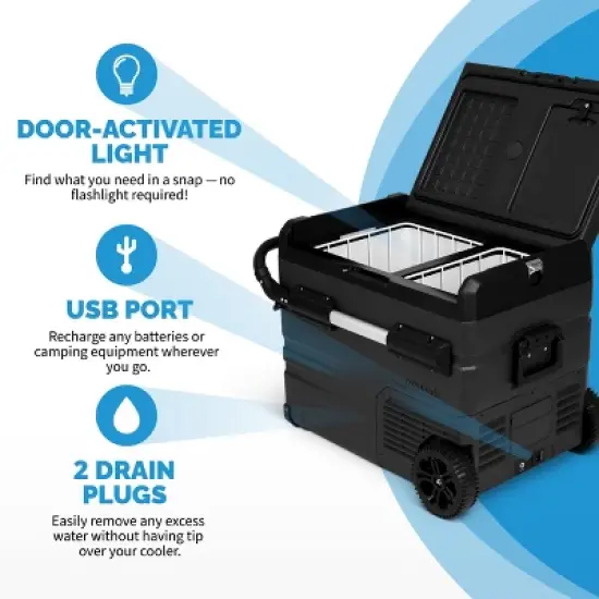 Newair 48 Qt. Portable 12v Electric Cooler with LG Compressor, Fridge and Freezer image {5}