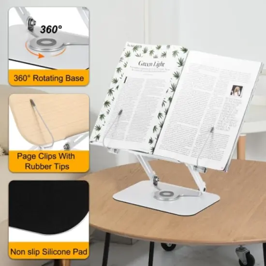 Unique Bargains Wood Aluminum Alloy Adjustable Foldable Book Stand Brown 1 Pc image {2}