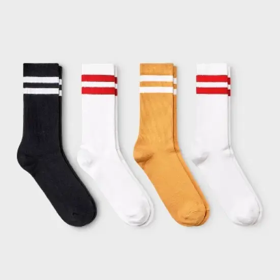 Men's Striped Varsity Crew Socks 4pk - Original Use&trade; 6-12 image {5}