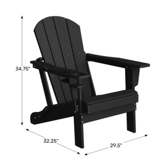 WestinTrends Nantucket Outdoor Patio HDPE Resin Adirondack Chair With Cup Holder and Phone Holder image {9}