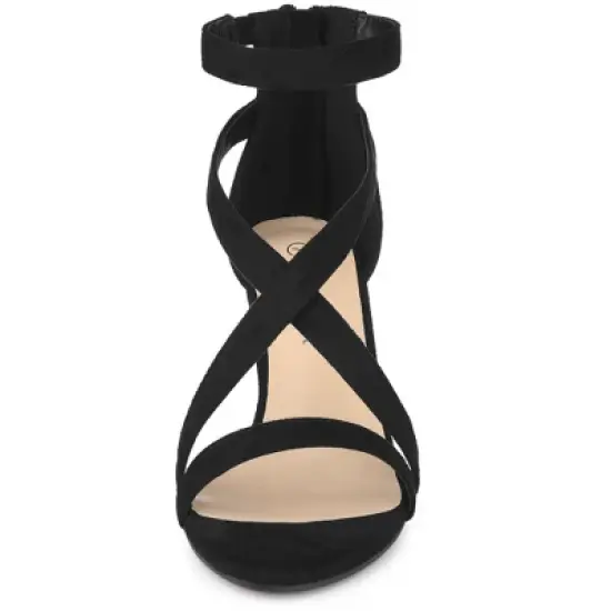 Allegra K Women's Crisscross Ankle Strap Chunky Heel Sandals image {2}