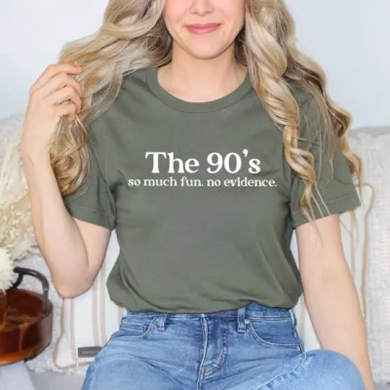 Simply Sage Market Women's The 90's So Much Fun Short Sleeve Graphic Tee - S - Army Green image {1}