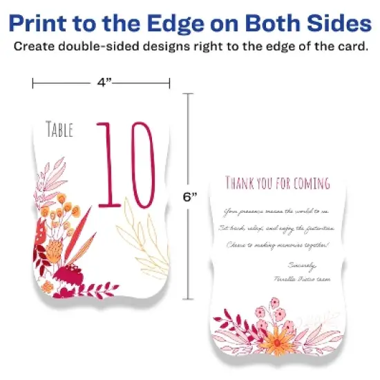 Avery Printable Flourished Edge Cards with Sure Feed Technology, 4" x 6", Matte White Cardstock, Print-to-the-Edge, Laser/Inkjet Cards, 50 Total image {5}