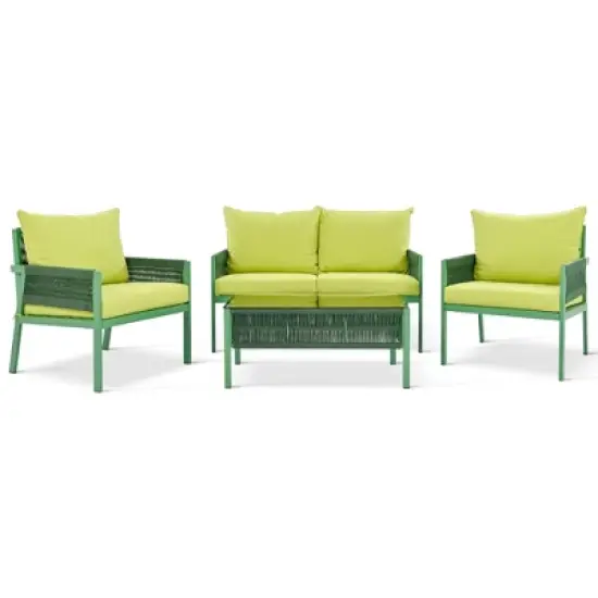 GlasFlength Patio Seating Sets, Comfortable Lounge Sets Designed for Ultimate Relaxation, Create the Perfect Outdoor Oasis, Green, 48"*24"*30.1" image {5}