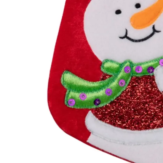 Northlight 20.5" Red and White Embroidered Snowman with Glitter Christmas Stocking image {3}