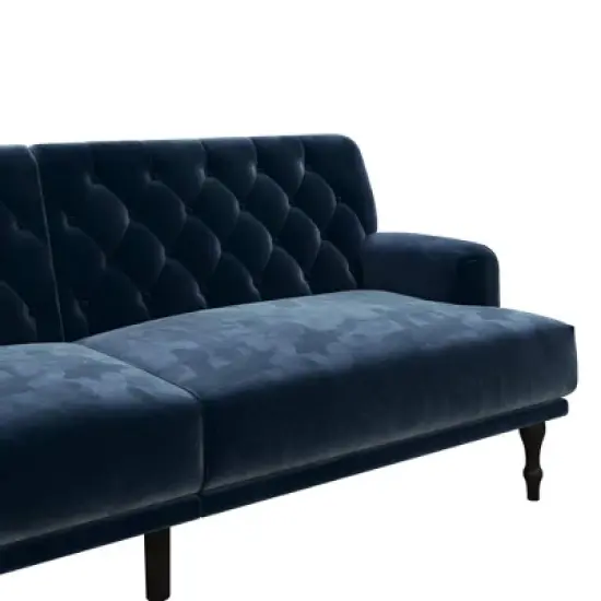 Lyla Upholstered Velvet Futon Blue - Room & Joy image {7}