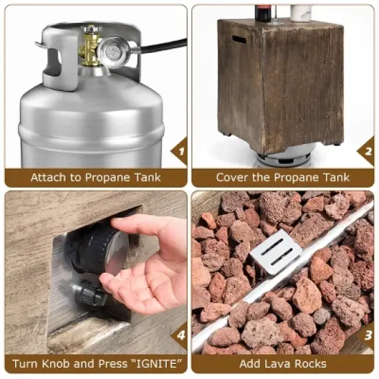 Costway 48''x27'' 50,000 BTU Propane Fire Pit Table Set w/ Side Table Tank Storage & Cover image {2}