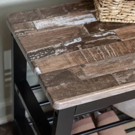 31.5" Entryway Storage Bench and Shoe Rack Distressed Wood Finish Brown - Danya B. image {6}