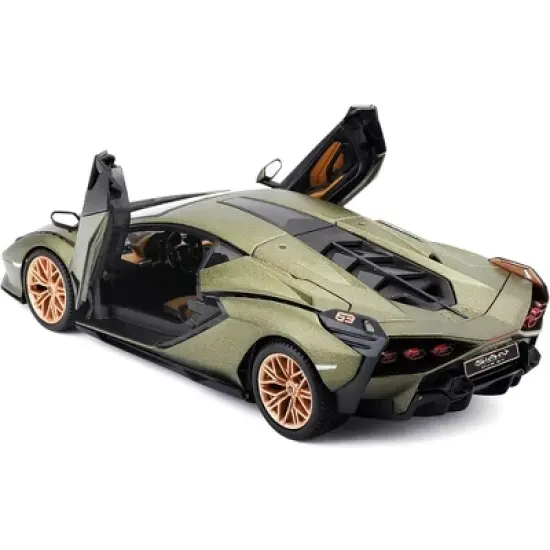 Lamborghini Sian FKP 37 Matt Green Metallic with Copper Wheels 1/24 Diecast Model Car by Bburago image {3}