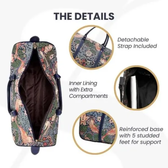 Signare USA William Morris Strawberry Thief Blue Big Holdall/Duffel Bag image {5}