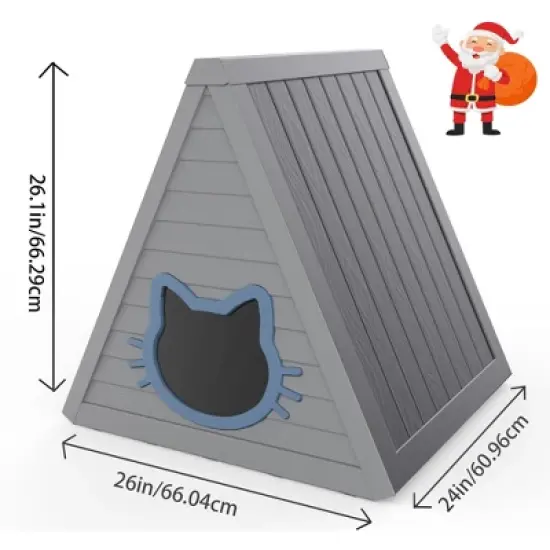Decksplore Cat House for Outdoor Weatherproof Shelter Cats Triangle Moisture and Odor Resistant image {5}
