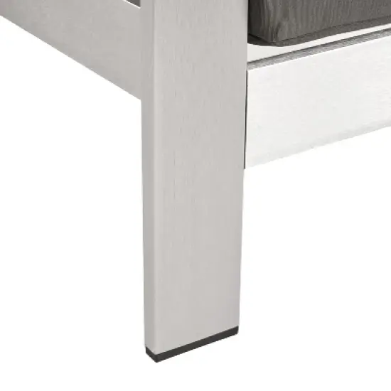 Christopher Knight Home Cape Coral 56" Outdoor Aluminum Loveseat with Cushions, Silver/Khaki image {6}