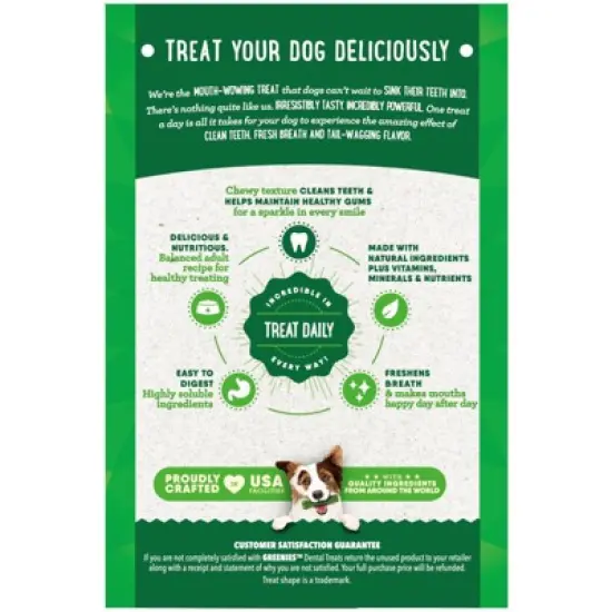Greenies Dental Chews Flavored with Spearmint and Blueberry Dog Treat - Petite - 36oz image {5}
