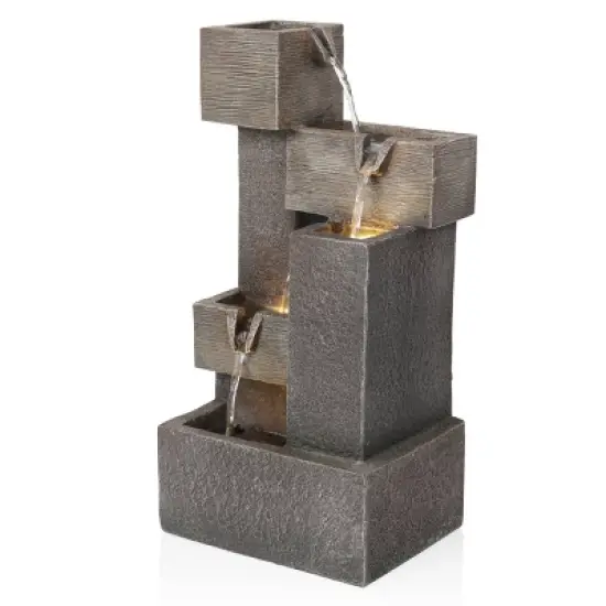 Alpine Corporation 19" Multi-tier Cascading Tabletop Fountain: Electric Polyresin Decor with LED Lights image {6}