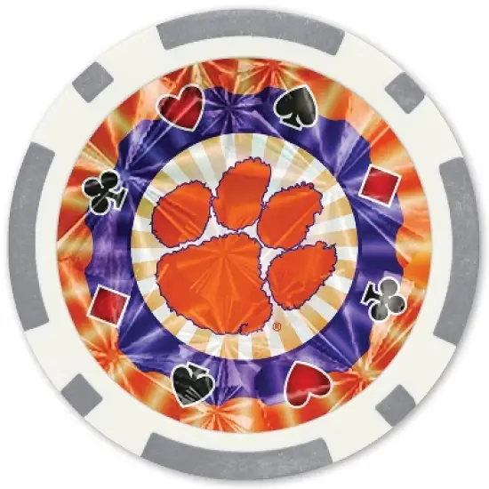 MasterPieces Casino Style 20 Piece 11.5 Gram Poker Chip Set NCAA Clemson Tigers Silver Edition image {1}