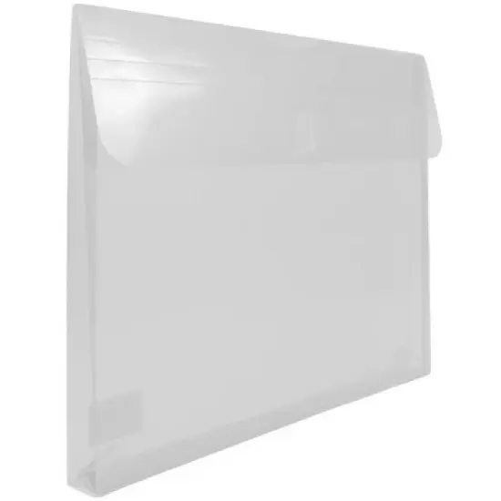 JAM Paper 9 3/4'' x 13'' 12pk Plastic Envelopes with Hook & Loop Closure, 1" Expansion, Letter Booklet - Clear image {2}