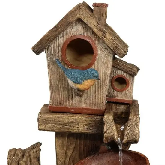 Sunnydaze 26"H Electric Polyresin Bluebird House and Buckets Outdoor Water Fountain image {2}