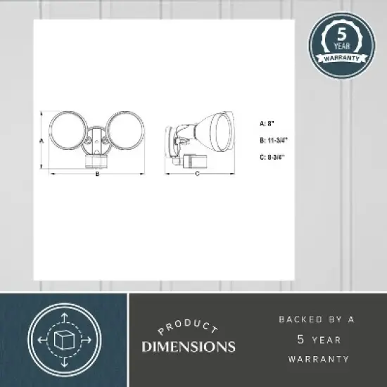 VAXCEL Motion Sensor Dusk to Dawn Outdoor Security Flood Light - 240 Degree Range - 85 Ft. image {6}