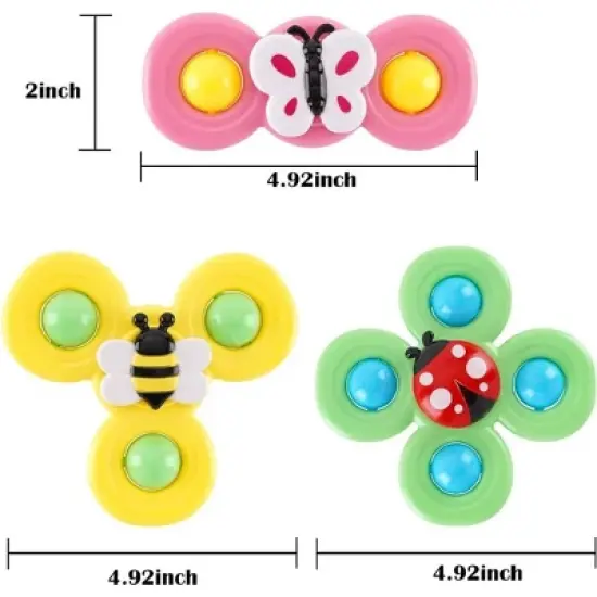 Suction Cup Spinner Toys for Toddlers, Suction Cup Fidget Spinner Bath Toys, Spinning Top Baby Sensory Toys for Toddlers 1-3 Boys Girls image {4}