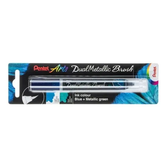 Pentel Arts DualMetallic Brush, Blue/Metallic Green Ink image {1}