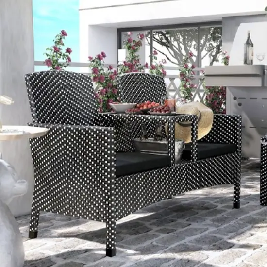 2pc Maksville Aluminum Patio Loveseat & Storage Bench - miBasics
 image {4}